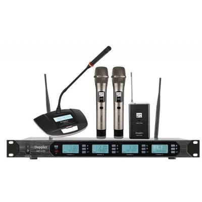DMT-4100 Set Çift Anten Çift El Tek Yaka Tek Meeting Telsiz Mikrofon
