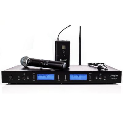 DM-502HB Tek El - Tek Yaka Telsiz Mikrofon Çift Anten 6x16 Kanal Dijital
