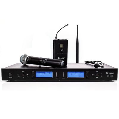DM-502HB Tek El - Tek Yaka Telsiz Mikrofon Çift Anten 6x16 Kanal Dijital - 1