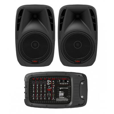 Vector VRC-210 | 2 x 500W Portable PA System - 10 inch PA Speakers with Bluetooth Mixer