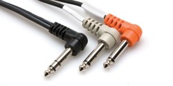 HOSA - 1/4'' TRS (M) <-> Dual 1/4'' TS (M) 90 derece eğimli Insert kablo, 1 mt (Erkek) STP-201RR