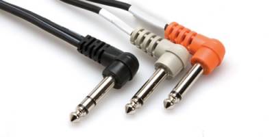 1/4'' TRS (M) <-> Dual 1/4'' TS (M) 90 derece eğimli Insert kablo, 1 mt (Erkek) STP-201RR