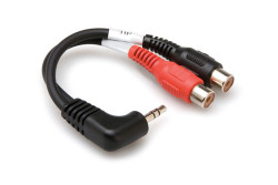 3.5 mm. TRS (M) <-> Dual RCA (F) Stereo Breakout kablo (Açılı) A (Dişi) YRA-167 - 1