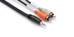 HOSA - 3.5 mm. TRS (M) <-> Dual RCA (M) Stereo Breakout kablo, 1.8 Mt. (erkek) CMR-206
