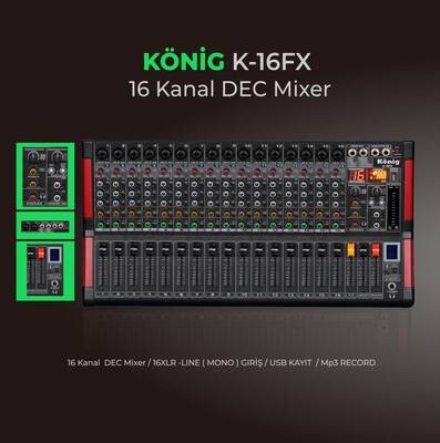 K-16FX 16 Kanal Deck Mikser - 1