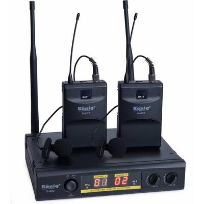 K-402 Çiftli Yaka Tipi Kablosuz Mikrofon - 1