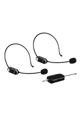 K-506 Şarjlı Telsiz Kablosuz Çiftli Headset Kafa Mikrofon