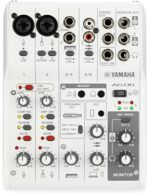 Yamaha - AG06 MK2 W 6 Kanal Deck Mikser